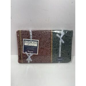 Wamsutta Supercale Plus Fitted Sheet Full Size Green & Red 200 TC Holiday  NEW